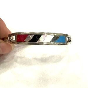 Alpaca silver Stylish Red, Black, and Blue Bracelet